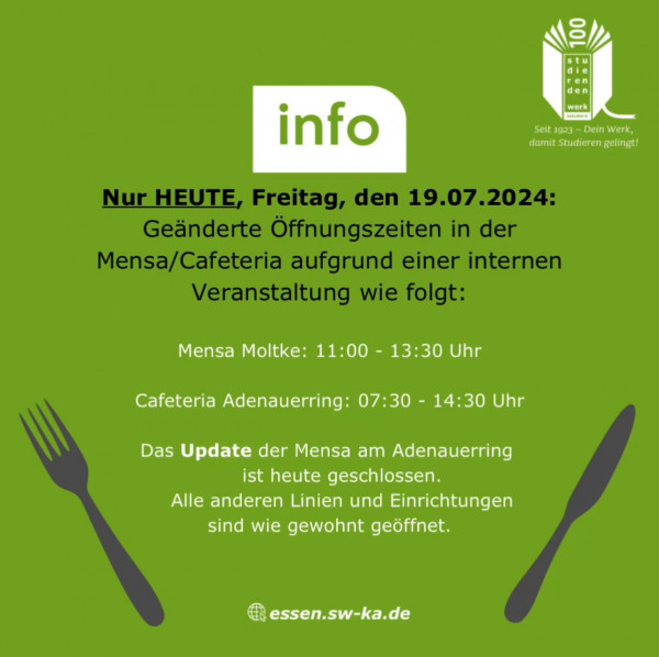 Friday, 19.07.24 Changed opening hours!