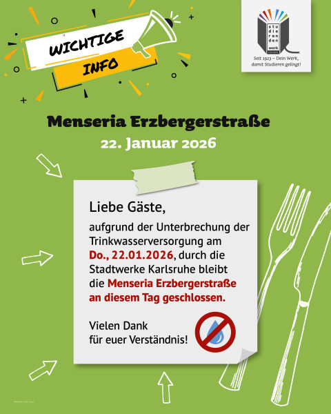 Bitte beachten: Menseria Erzbergerstraße am 22.01.2026 geschlossen