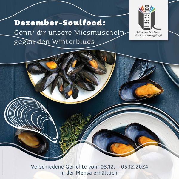 Delicious mussels in the canteen