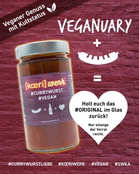 Vegan currywurst in a jar — only while stocks last.
