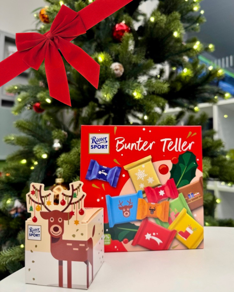 Now available in all our cafeterias: Ritter Sport chocolate in festive Christmas packaging
