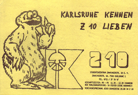 Flyer für das Z10: „Karlsruhe kennen, Z10 lieben“, 1980er Jahre