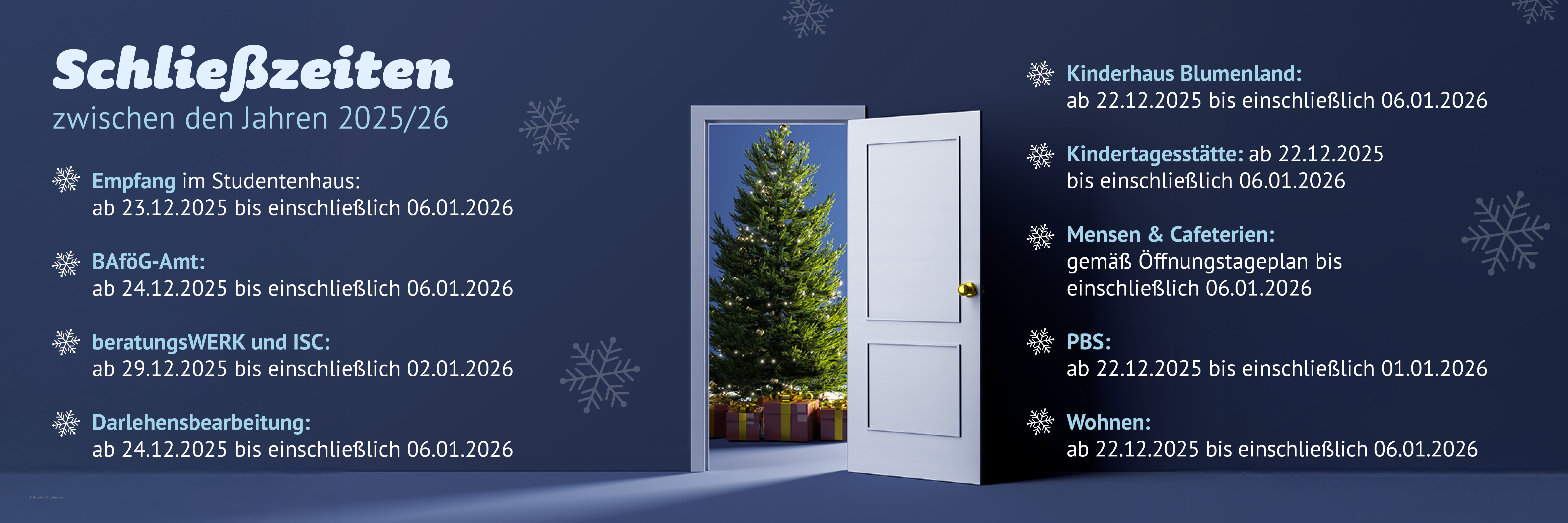 Banner Schließzeiten Abteilung 2025-26
